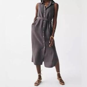 Faherty Laguna Sleeveless Linen Shirt Dress Washed Black Size Large Pockets